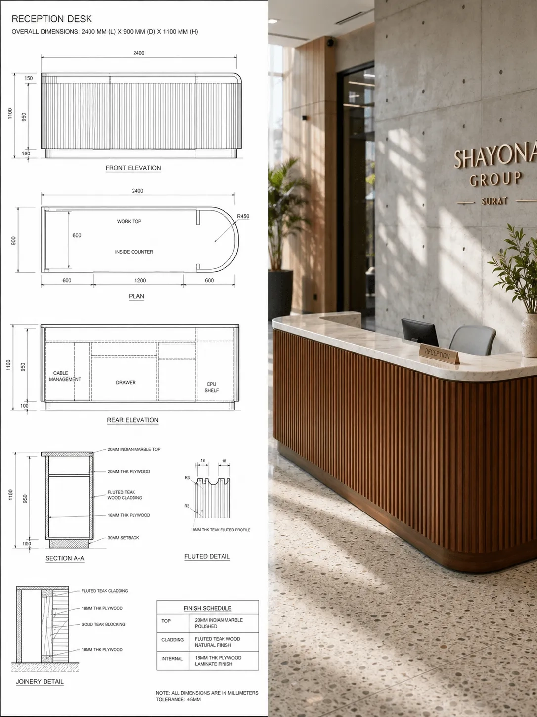 Reception desk design and installation